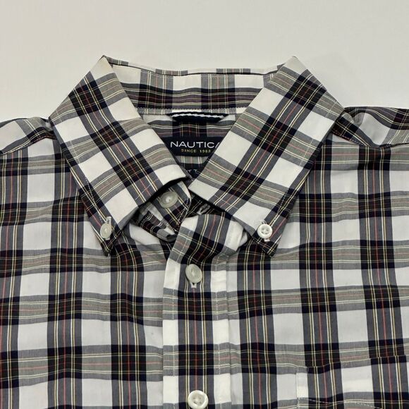 Nautica Other - Nautica‎ Men's Button-Down Plaid Shirt White Size M